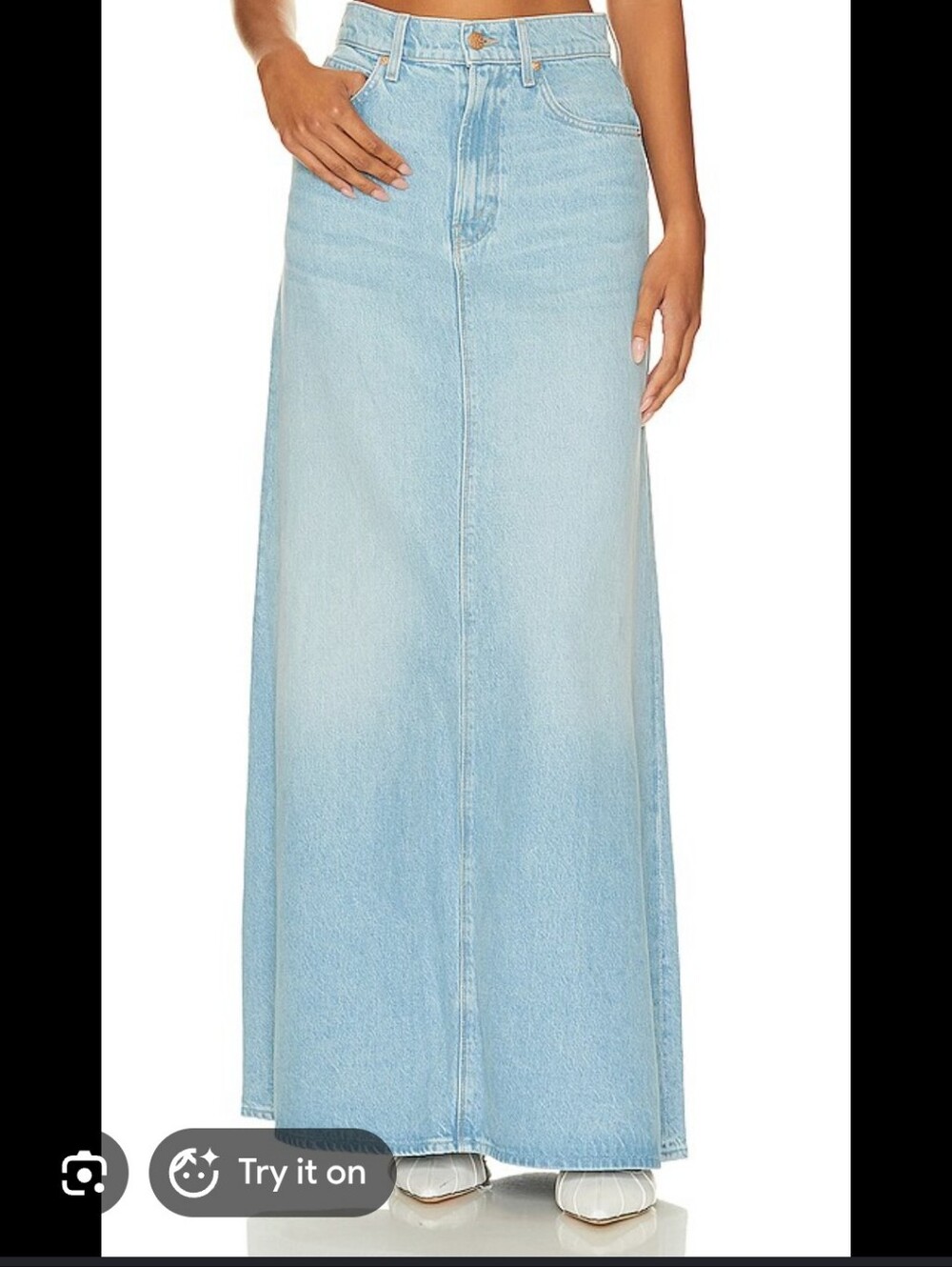MOTHER SNACKS Sweet and Sour Light Blue Maxi Denim Skirt